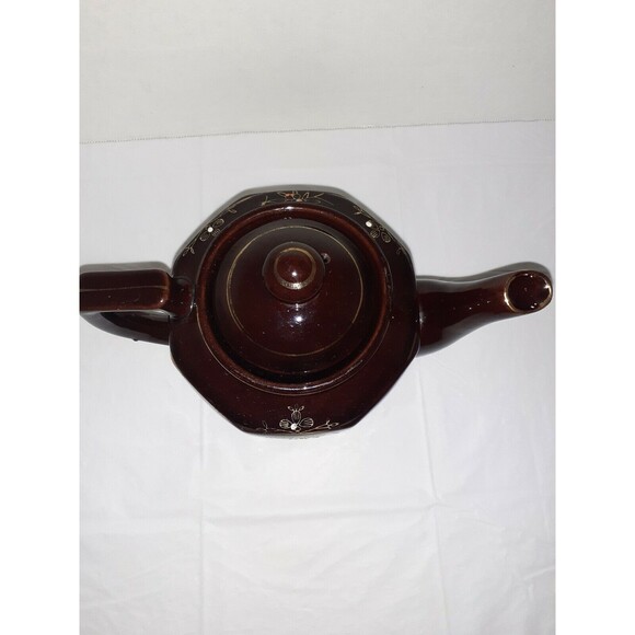 Vtg. Brown Moriage 1940s Handpainted Floral Teapot and Lid Gold Trim Japanese - Picture 4 of 12